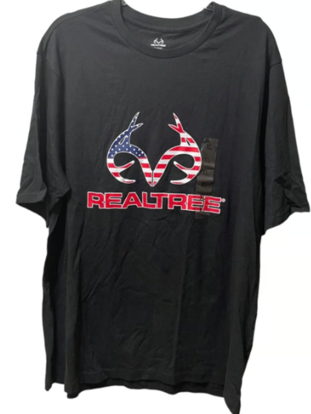 RealTree Men's Black XL American Flag Patriotic Novelty Hunting Shirt NWT
